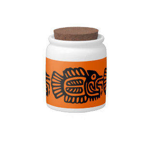 Ancient Mayan Fish Motif Candy Jar