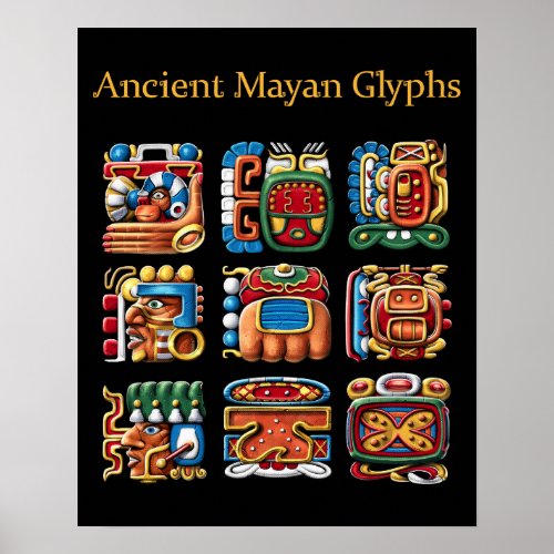Ancient Mayan Glyphs Poster