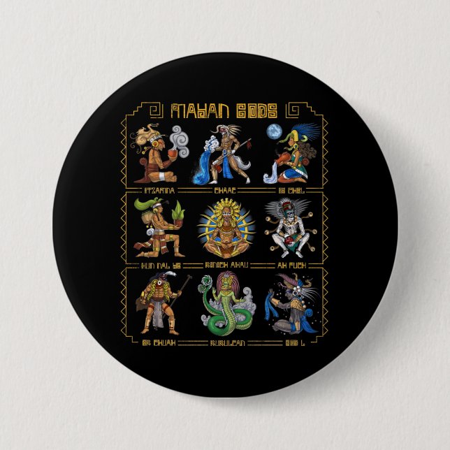 Ancient Mayan Gods Button (Front)