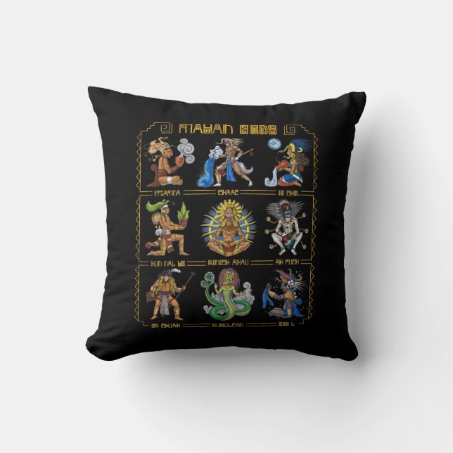 Ancient Mayan Gods Throw Pillow (Front)