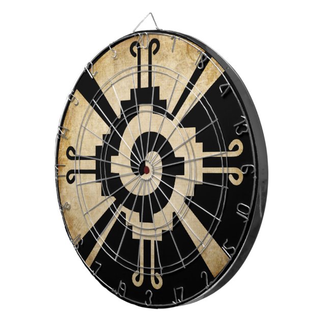 Ancient Mayan Hunab-Ku Dartboard With Darts (Front Right)
