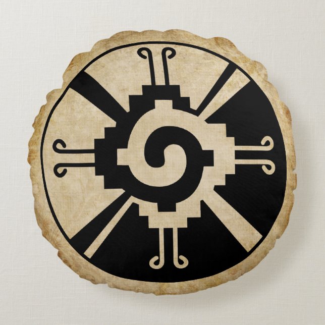 Ancient Mayan Hunab-Ku Round Pillow (Front)