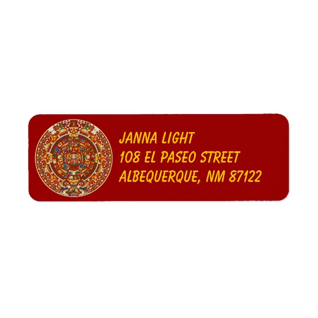 Ancient Mayan Maya Aztec Calendar Label (Front)