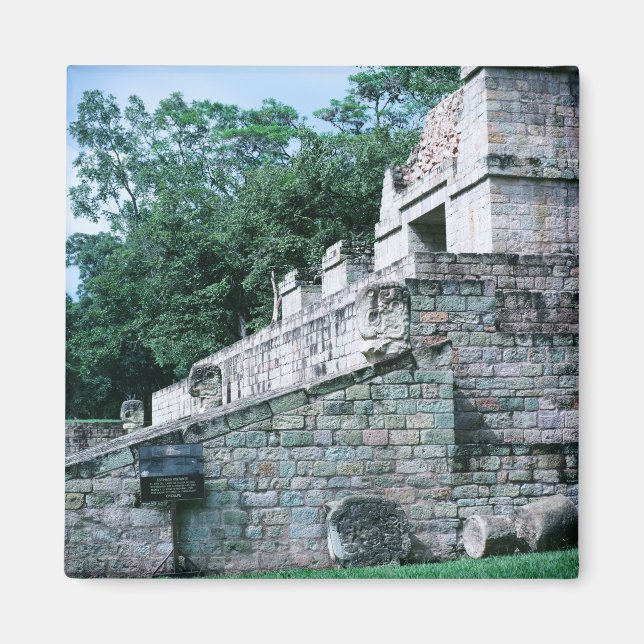 Ancient Mayan Ruins Square Photo Designed Color Magnet (Front)