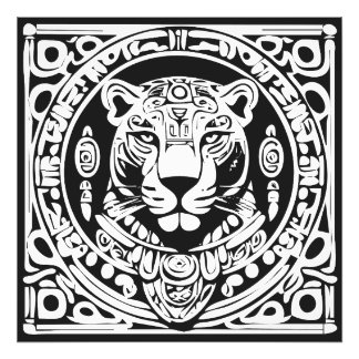 Ancient Mayan Style Jaguar Warrior Tribal Mask Art Photo Print
