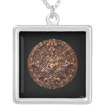 Ancient Mayan Sun Calendar Art Pendant Necklace by RavenSpiritPrints at Zazzle