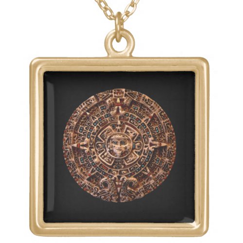 Ancient Mayan Sun Calendar Art Pendant Necklace
