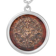 Ancient Mayan Sun Disk Fractal Art Necklace
