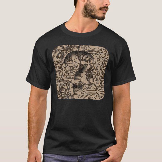 Ancient Mayan UFO - Carving on Pacal's Sarcophagus T-Shirt (Front)
