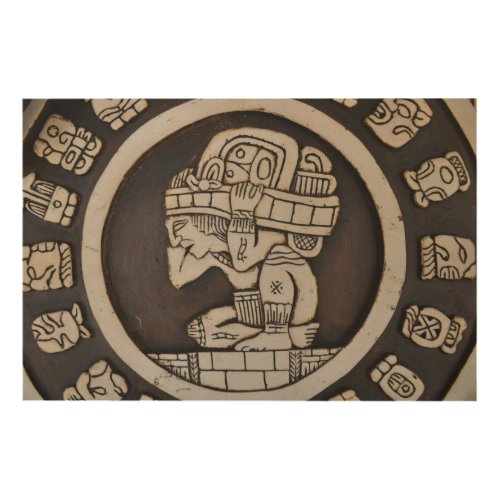 Ancient Mayan Warrior Wood Wall Art