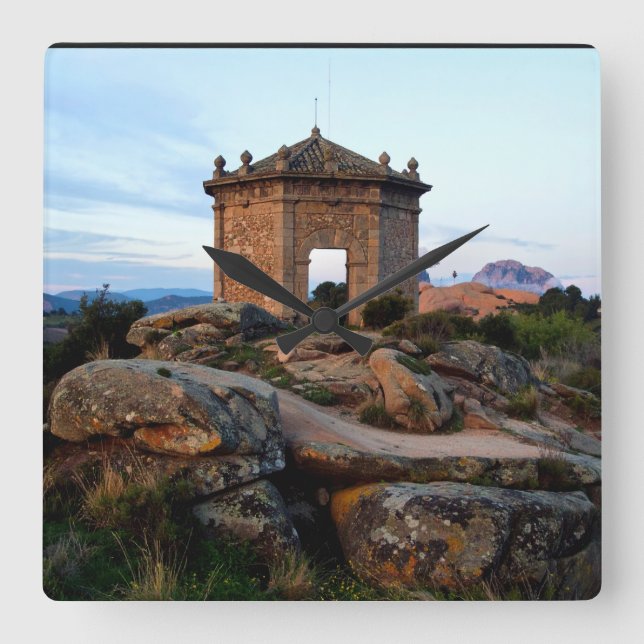 ancient medieval church square wall clock (Front)