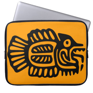 Ancient Mexican Fish Motif Computer Sleeve