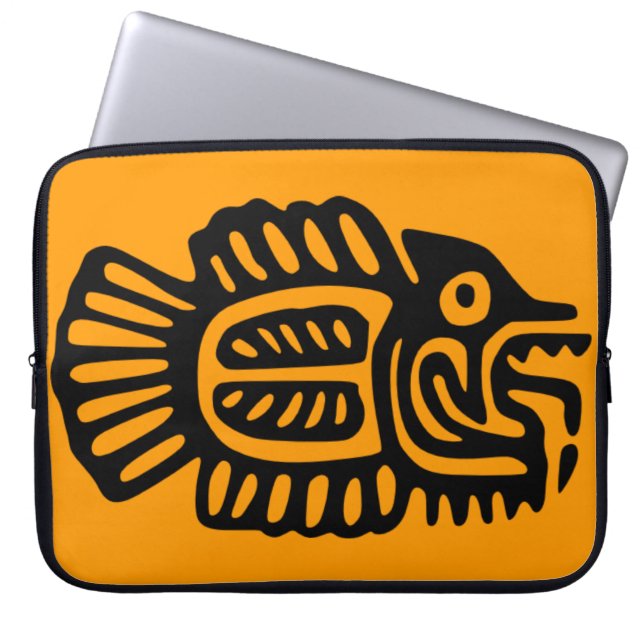 Ancient Mexican Fish Motif Computer Sleeve (Front)