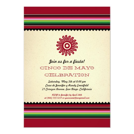 ancient mexican sun serape cinco de mayo party invitation zazzle com