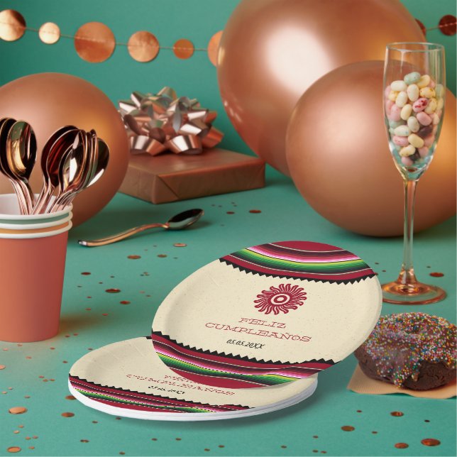 Ancient Mexican Sun Serape Cinco de Mayo Party Paper Plates (Multi)