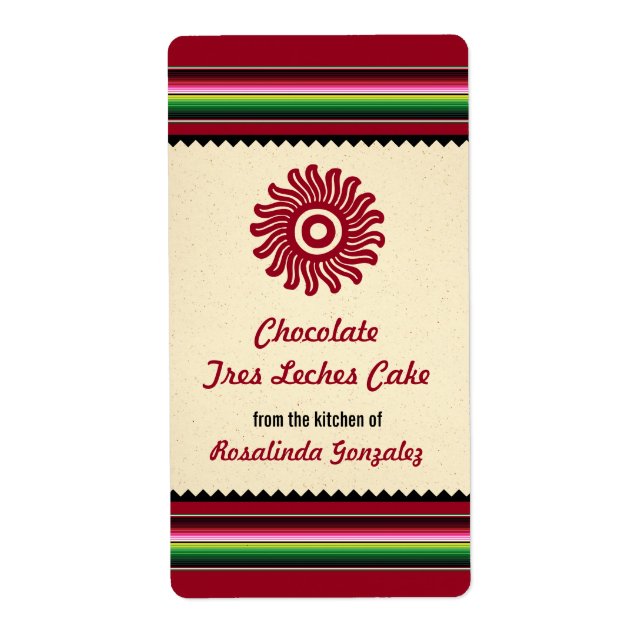 Ancient Mexican Sun Serape Kitchen Label (Front)