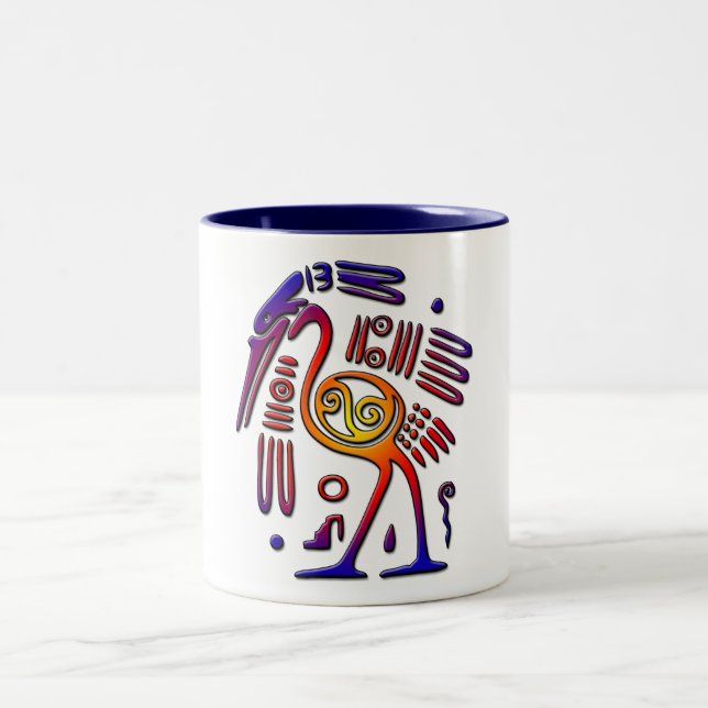 Ancient Mexico Design Two-Tone Coffee Mug (Center)