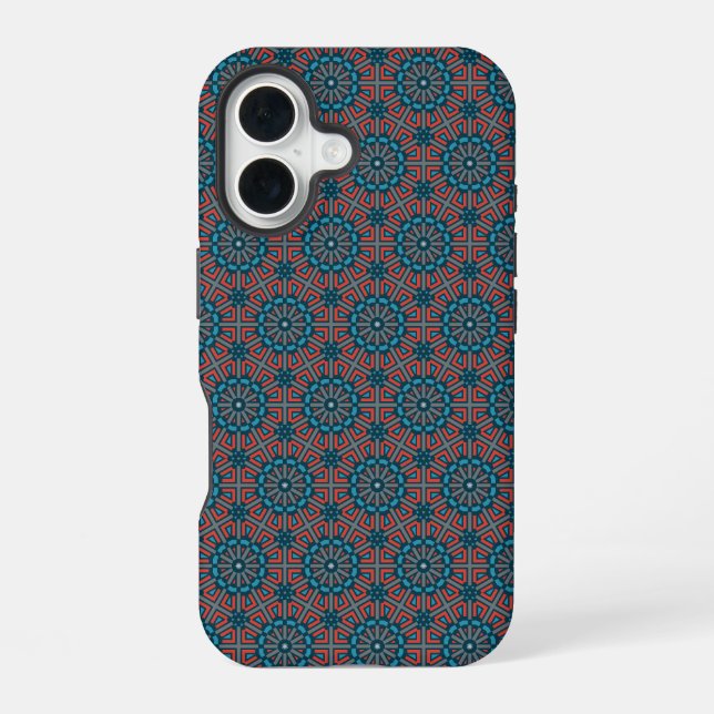 Ancient Mosaic Geometric Floral Pattern Iphone Case (Back)