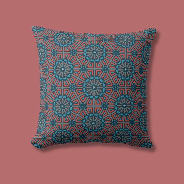 Ancient Mosaic Geometric Floral Pattern Throw Pillow (Creator Uploaded)