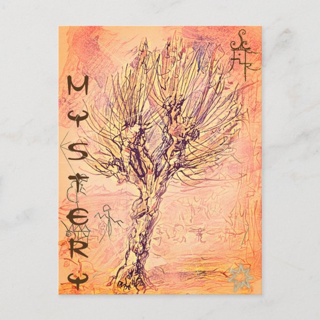 Ancient Mystery with Tree & Unknown Symbols Postcard (Front)