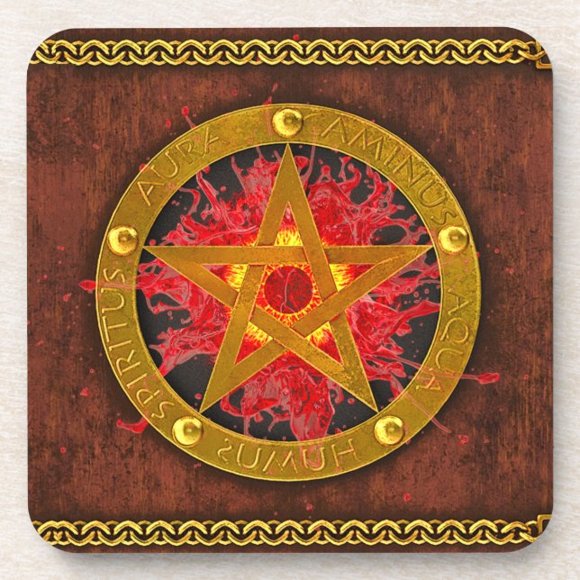 Ancient Mystical Tome of Magic Spells & Potions I Beverage Coaster (Front)