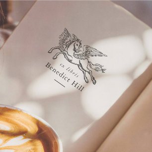 Ancient Mythical Pegasus Ex Libris Book Rubber Stamp