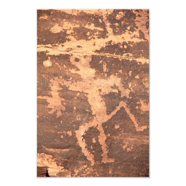 Ancient Native American Zuni Lizardman Petroglyph Photo Print (Front)