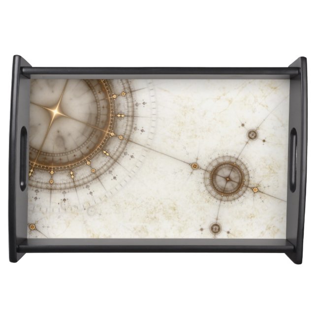 Ancient Nautical Chart, Grunge Serving Tray (Front)