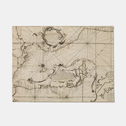 Ancient nautical map of the Pacific Ocean Doormat