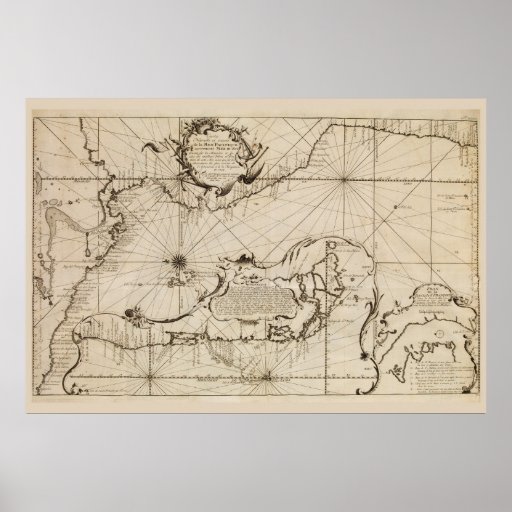 Ancient nautical map of the Pacific Ocean Poster | Zazzle