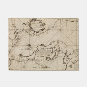 Ancient nautical map Pacific Ocean Tiki Bar Doormat