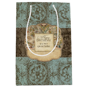 Ancient Nautical Map Vintage Rosette Etchings Mens Medium Gift Bag