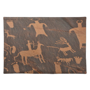 Ancient Newspaper Rock Petroglyphs Native American Cloth Placemat