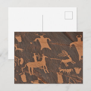 Ancient Newspaper Rock Petroglyphs Native American Postcard