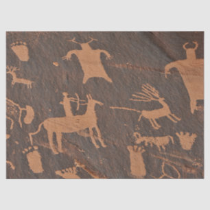 Ancient Newspaper Rock Petroglyphs Native American Tissue Paper