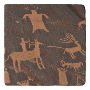 Ancient Newspaper Rock Petroglyphs Native American Trivet