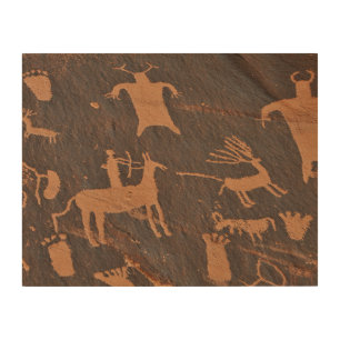 Ancient Newspaper Rock Petroglyphs Native American Wood Wall Art