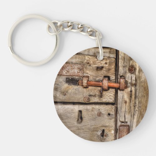 Ancient Norman Wood Door at Cheptsow Castle Wales Keychain