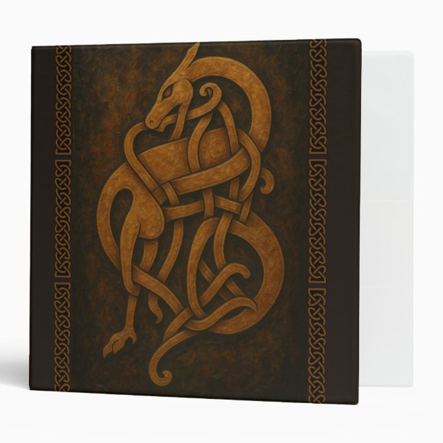 Ancient Norse Serpent Knot with Celtic Border 3 Ring Binder (Front/Inside)