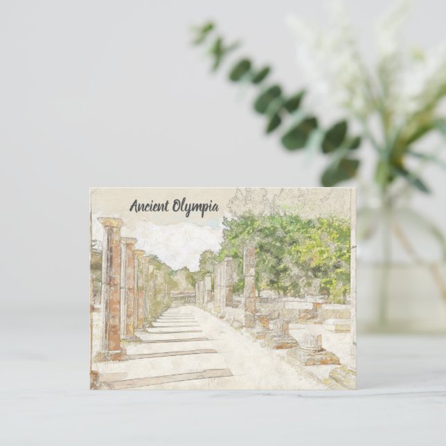 Ancient Olympia Greece Postcard – Historic Travel  (Standing Front)