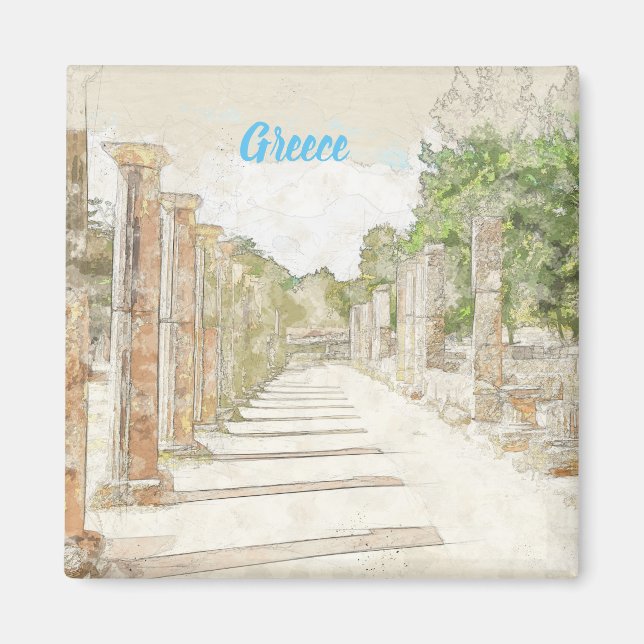 Ancient Olympia Greece Ruins Magnet – Greek Travel (Front)