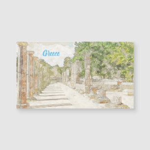 Ancient Olympia Ruins Sketch – Vintage Travel Art