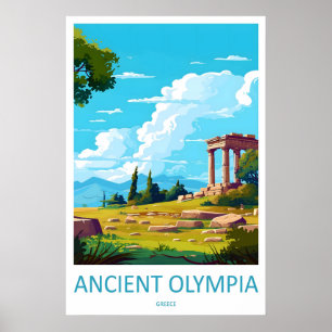 Ancient Olympia Vintage Travel Poster Ski National