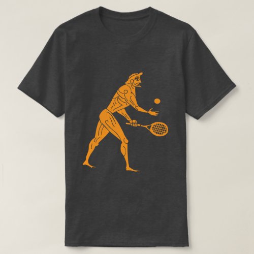 Ancient Olympian Playing Tennis Funny Sports Dark T_Shirt