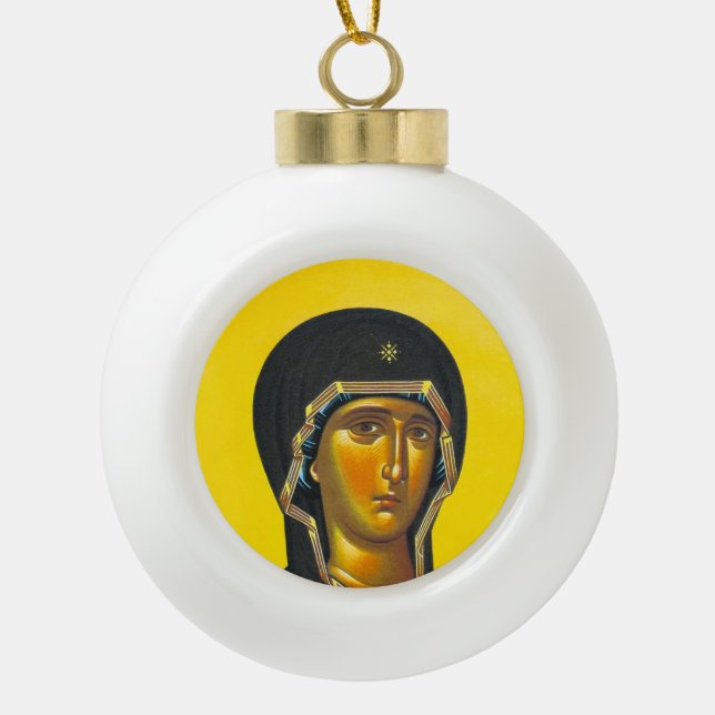 Ancient Orthodox icon Ceramic Ball Christmas Ornament (Front)