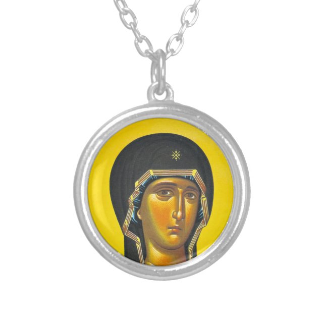 Ancient Orthodox icon Silver Plated Necklace (Front)