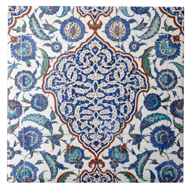 Ancient Ottoman Floral Iznik Ceramic Tile (Front)