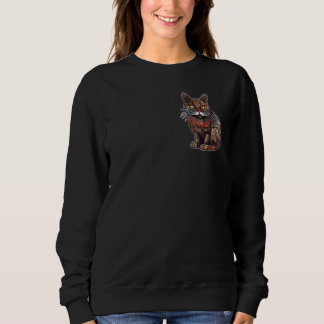Ancient Patterned Cat Over Heart Sweatshirt