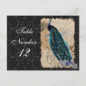 Ancient Peacock Reception Table Number Cards Black (Back)