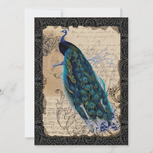Ancient Peacock Save the Date Cards _ Black n Tan